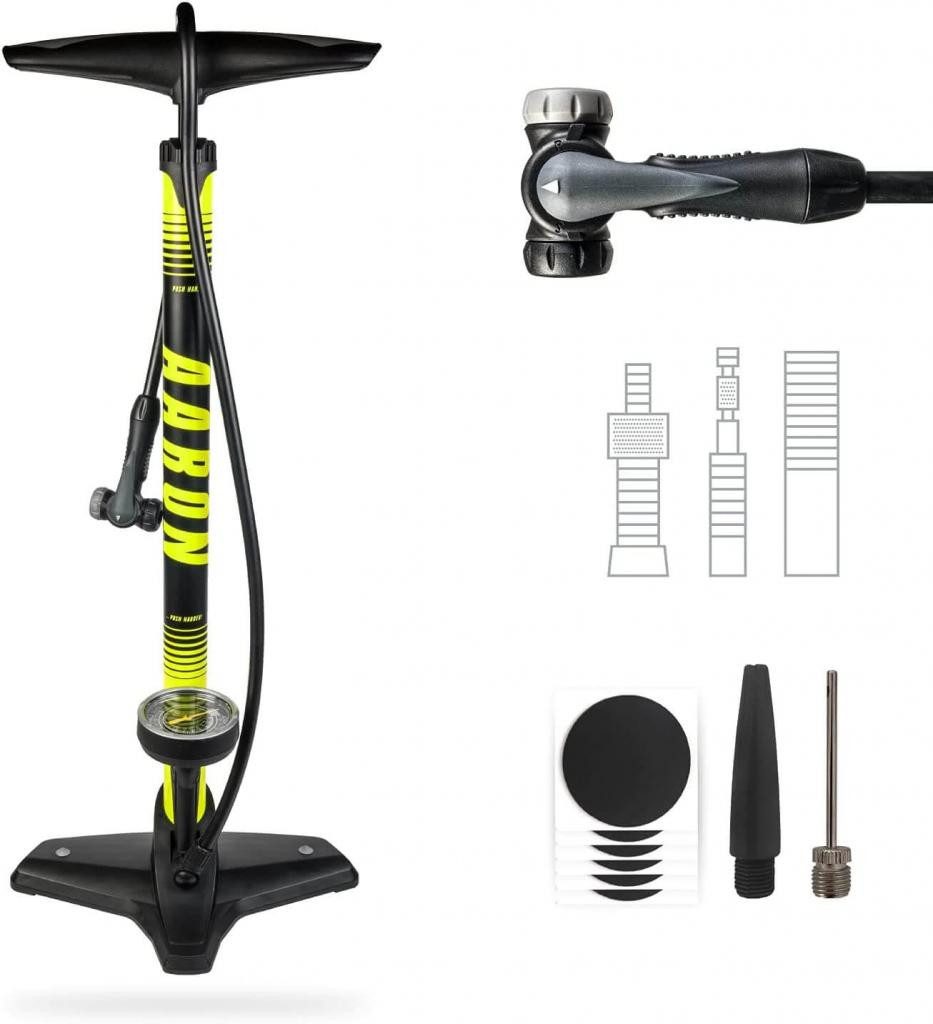AARON Luftpumpe Sport One Fahrrad-Stand-Pumpe für alle Ventile mit Manometer
