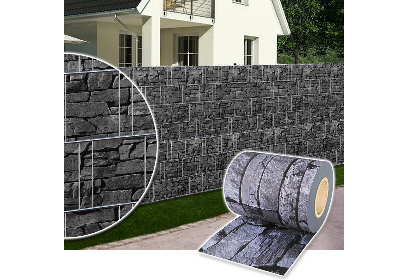 Thumbnail - Plantiflex Sichtschutzstreifen Sichtschutz Rolle 35m blickdicht PVC Zaunfolie, (Sichtschutzfolie Windschutz, für Doppels...