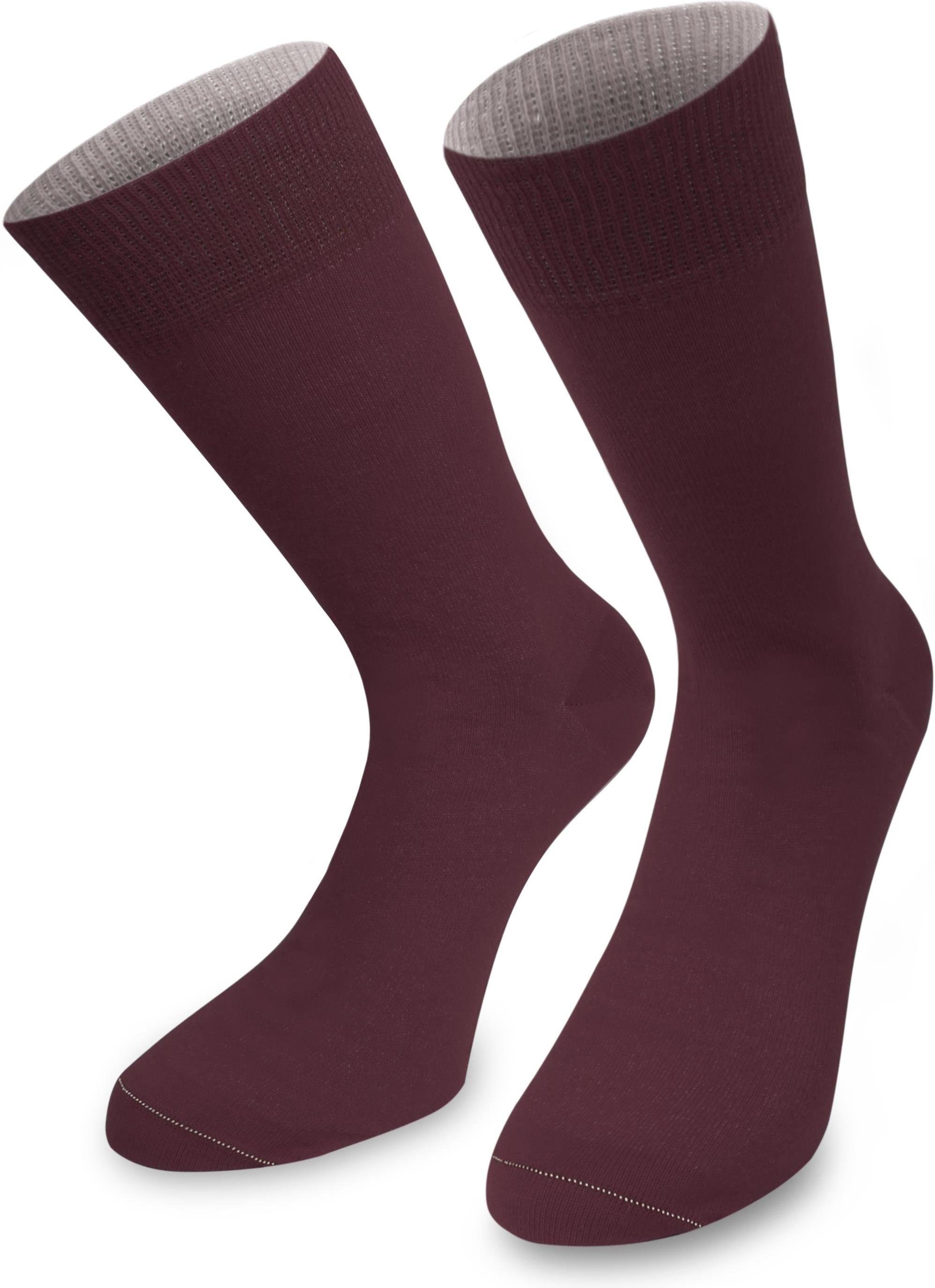 Bi-Color farbig Bund Paar) Basicsocken Paar Bordeaux/Hellgrau abgesetzter Socken 1 normani (1