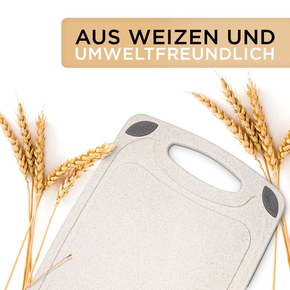 Exitoso Schneidebrett spülmaschinenfest mit Saftrille, aus PP-Material & Weizenstroh, Kunststoff, (1-St), Brotzeitbrett Frühstücksbrettchen Brot Obst Steak ruts – Bild 4 von 5