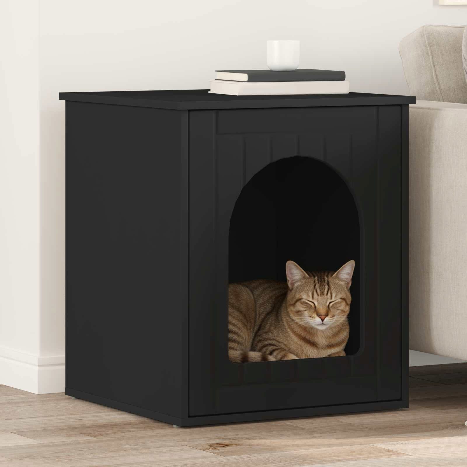 vidaXL Tierkorb 53 x 52 x 62 cm Katzenhaus Schwarz 53x52x62 cm Spanplatte