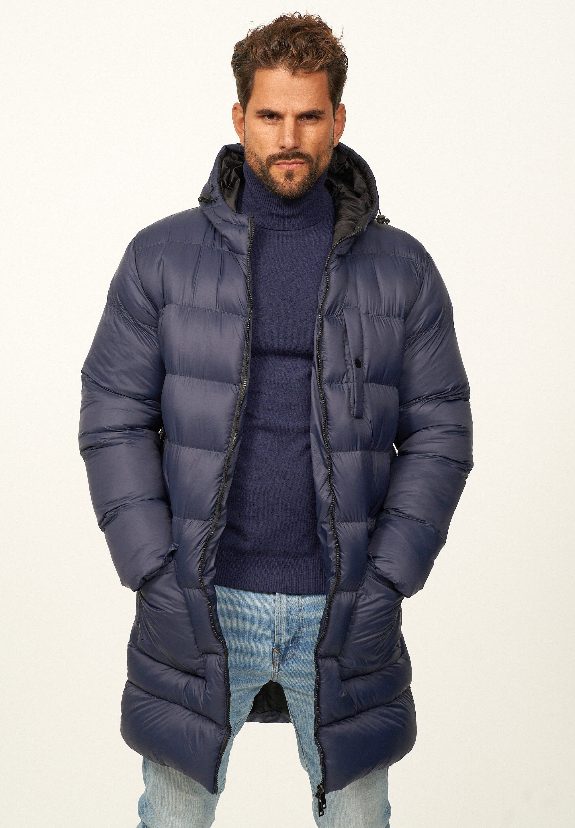 SOULSTAR Parka mit Kapuze als Winterjacke - Langer Steppmantel Herren warme Pufferjacke Steppjacke - Leichter Wintermantel – Bild 5 von 5