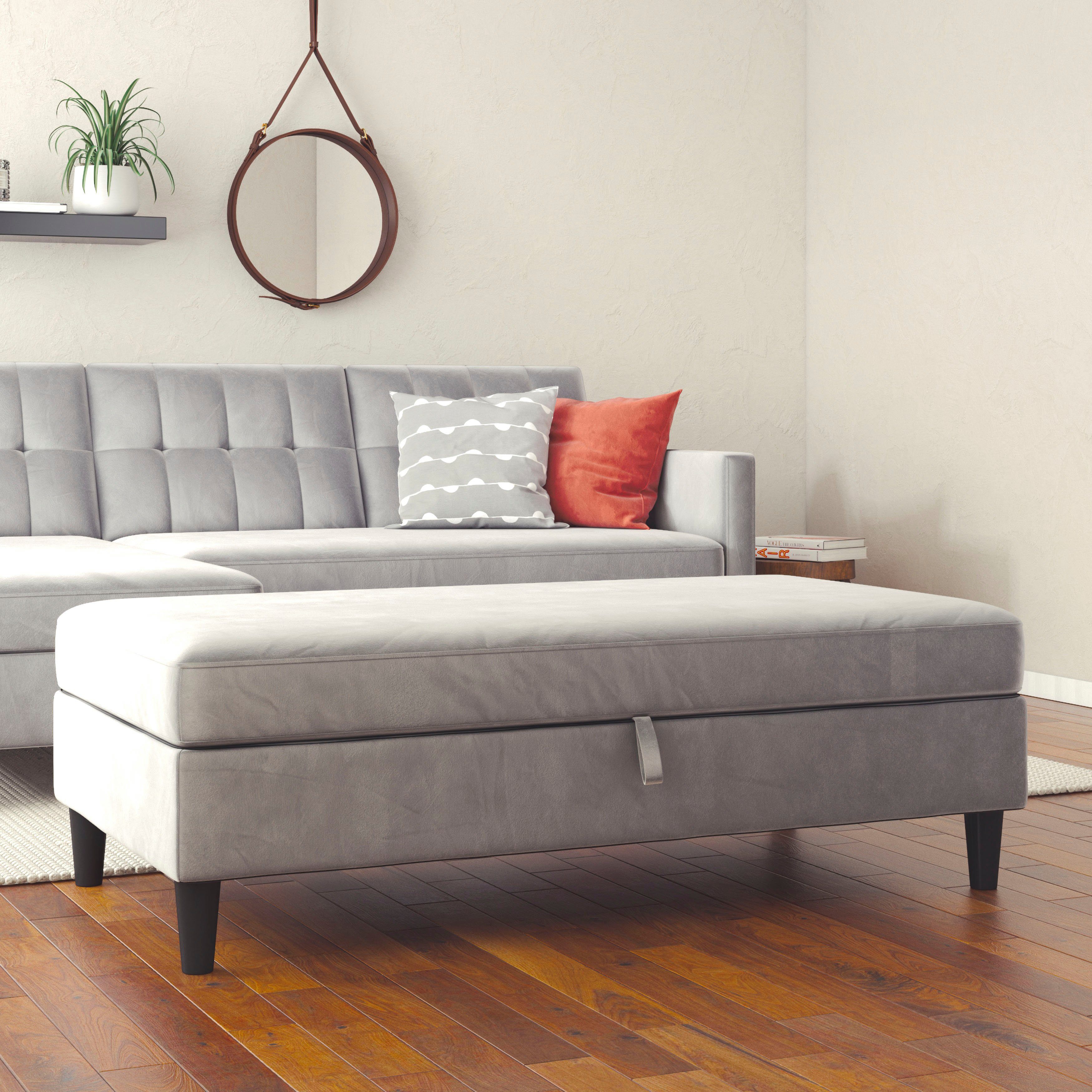 Dorel Home Stauraumhocker Hartford, Polsterhocker mit Stauraum, frei im Raum stellbar, Sitzhöhe 43 cm