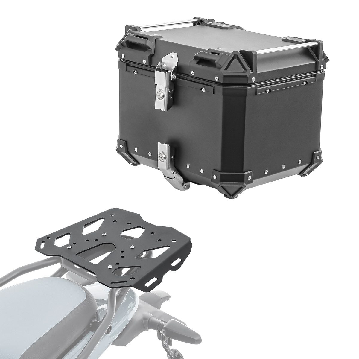 Bagtecs Topcase Set Alu Topcase + Gepäckbrücke für Royal Enfield Himalayan 450 24-26 X