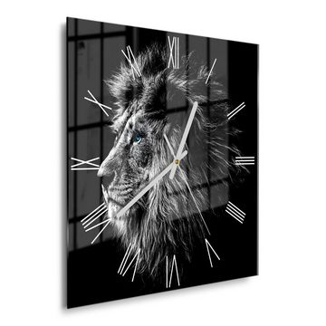 DEQORI Wanduhr 'König der Tiere im Profil' (Glas Glasuhr modern Wand Uhr Design Küchenuhr)