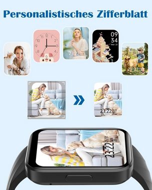 RUIMEN Smartwatch (1,85 Zoll, Android iOS), Damen Herren mit Telefonfunktion Fitnessuhr Pulsmesser Wasserdicht Uhr