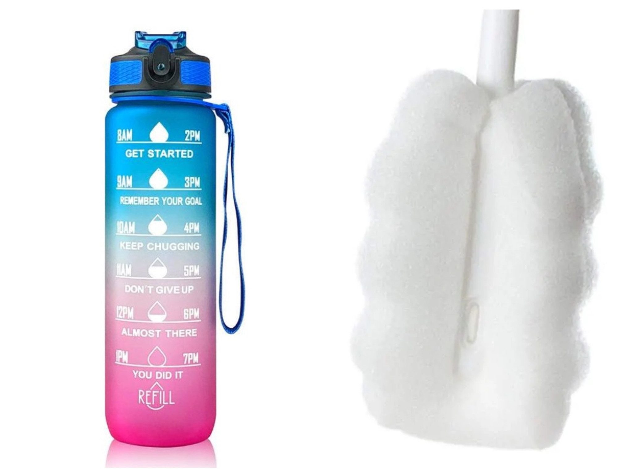 Botells Trinkflasche Sport Trinkflasche, Motivation, Wasserflasche + Strohhalm & Shakerball, Trinke während deiner Aktivität, leicht, auslaufsicher, motivierend