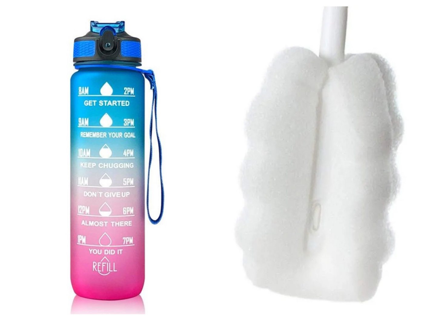 Botells Trinkflasche Sport Trinkflasche, Motivation, Wasserflasche + Strohhalm & Shakerball, Trinke während deiner Aktivität, leicht, auslaufsicher, motivierend