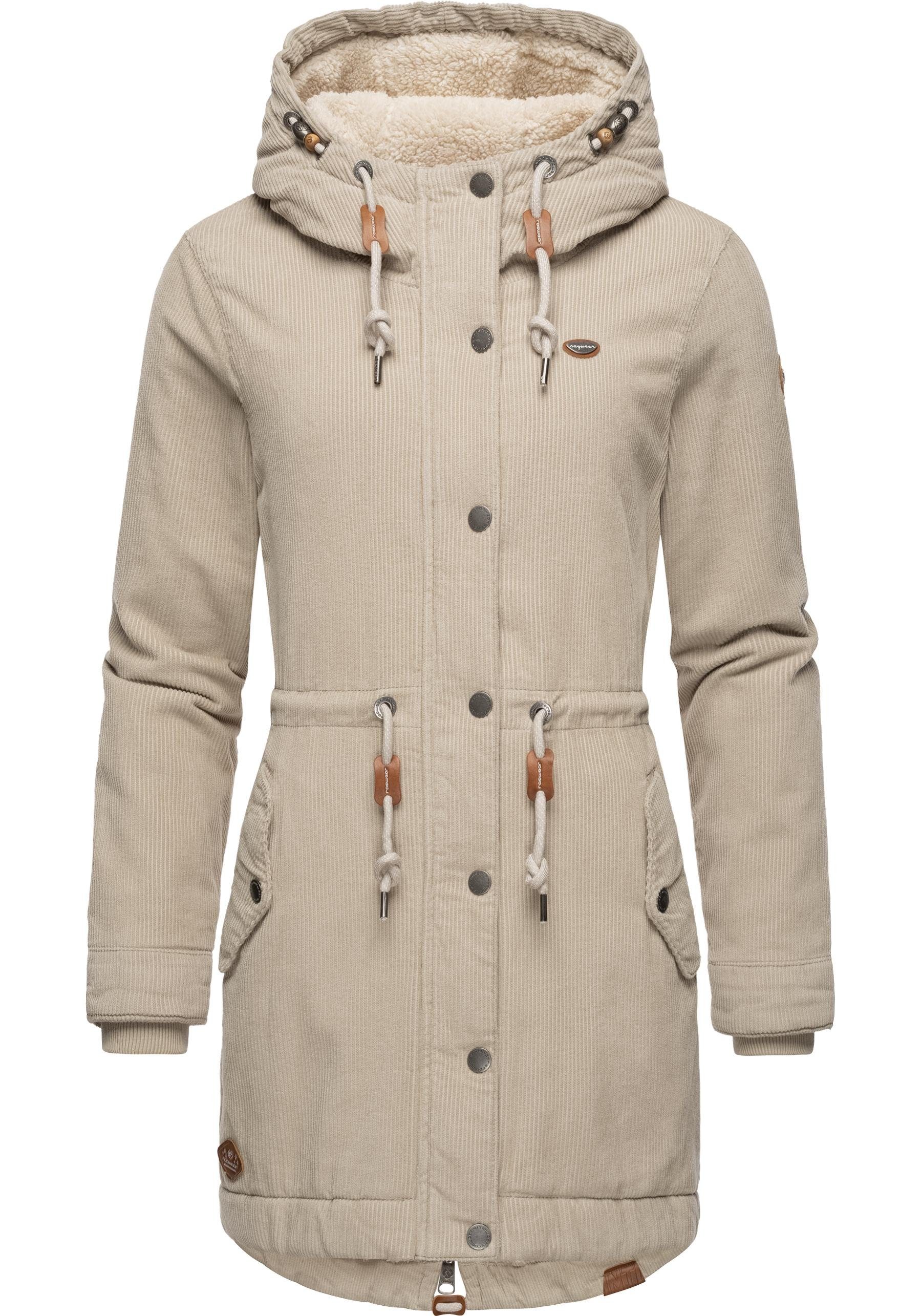 Ragwear Winterjacke Canny Corduroy stylischer Damen Cordmantel mit Kapuze günstig online kaufen