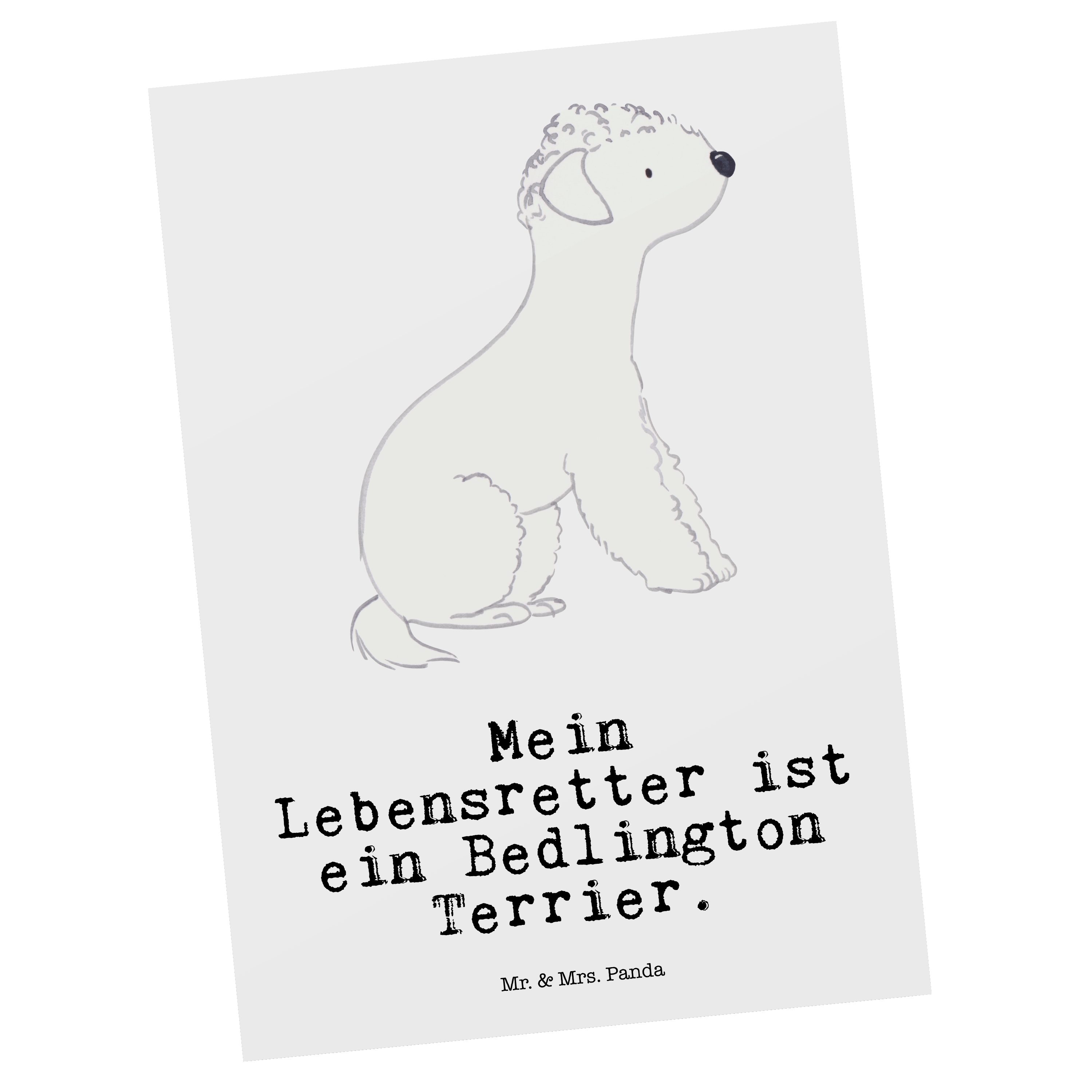 Mr. & Mrs. Panda Postkarte Bedlington Terrier Lebensretter - Weiß - Geschenk, Ansichtskarte, Kar