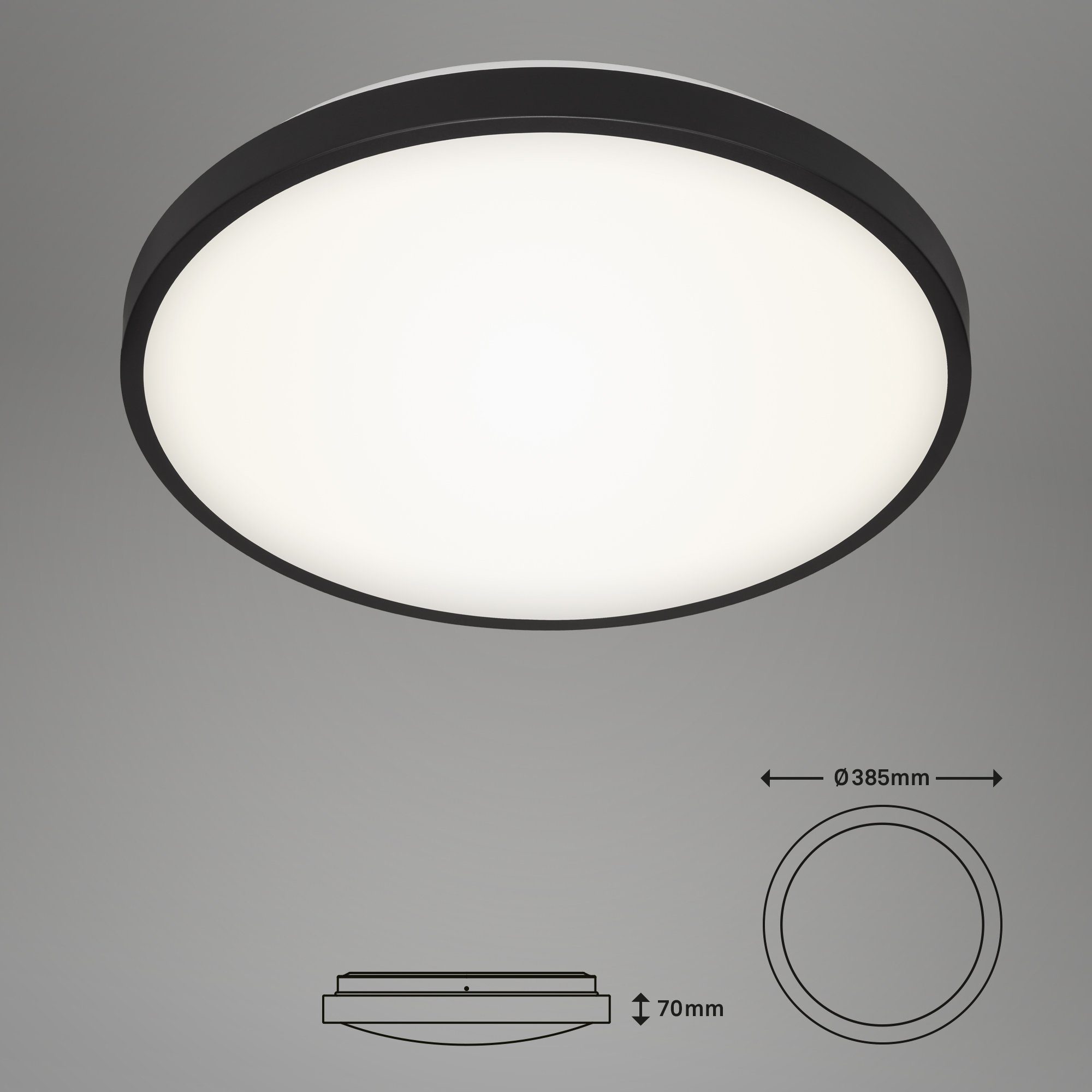 IP20, 38,5 cm LED LED Neutralweiß, Deckenleuchte 3455-215, Leuchten schwarz-weiß, Briloner fest verbaut,