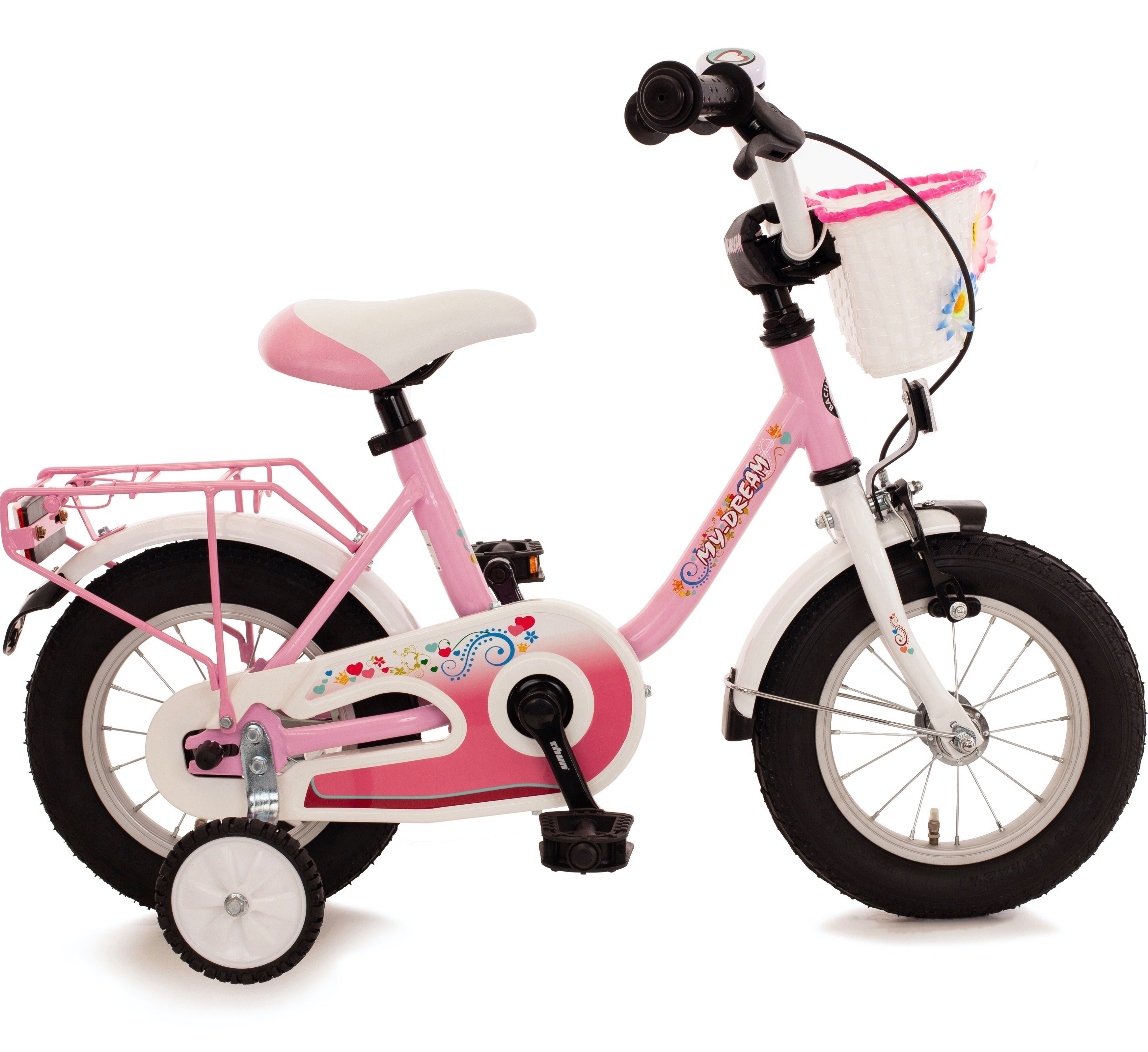 Bachtenkirch Kinderfahrrad Rosa Dream 12 Zoll Fahrrad für Kinder ab 3 Jahre, Mit Rücktrittbremse