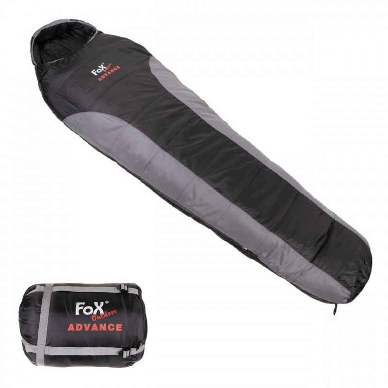 FoxOutdoor Mumienschlafsack Mumienschlafsack "Advance", schwarz/grau (Packung), verstellbarer Schulterbereich