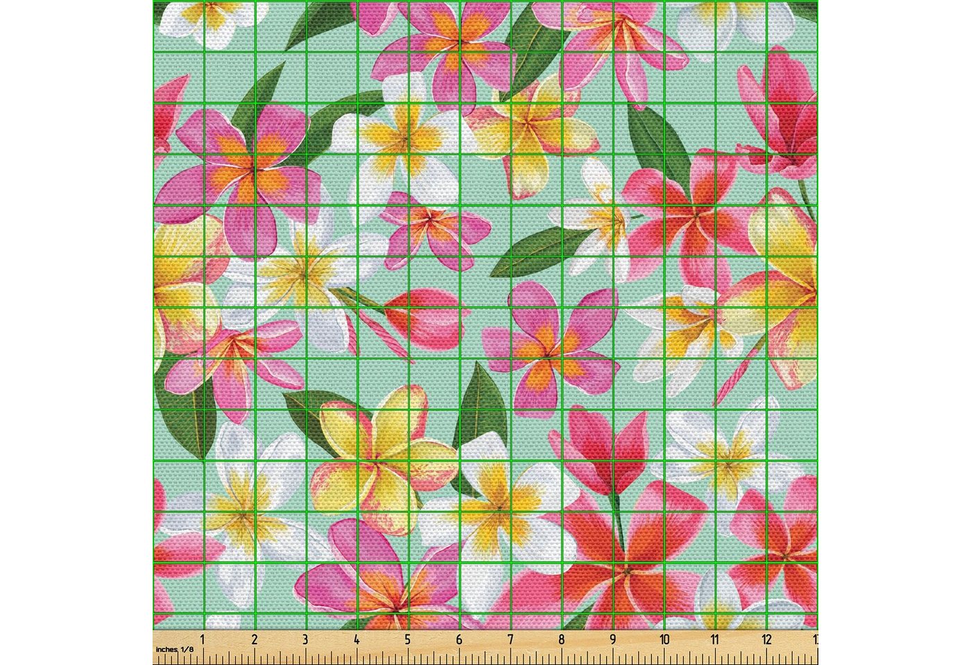 Thumbnail - Abakuhaus Stoff Schön Gewebten Stoff für Polster und Wohnaccessoires, Plumeria Exotische Blumen-Aquarell