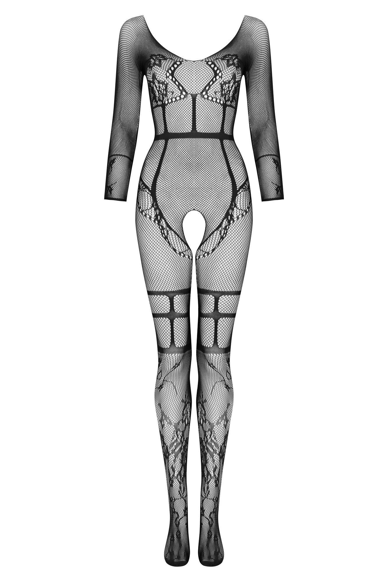 Beauty Night Fashion Bodystocking Catsuit Lorna schwarz Bodystocking langarm Netz 20 DEN (1 St)