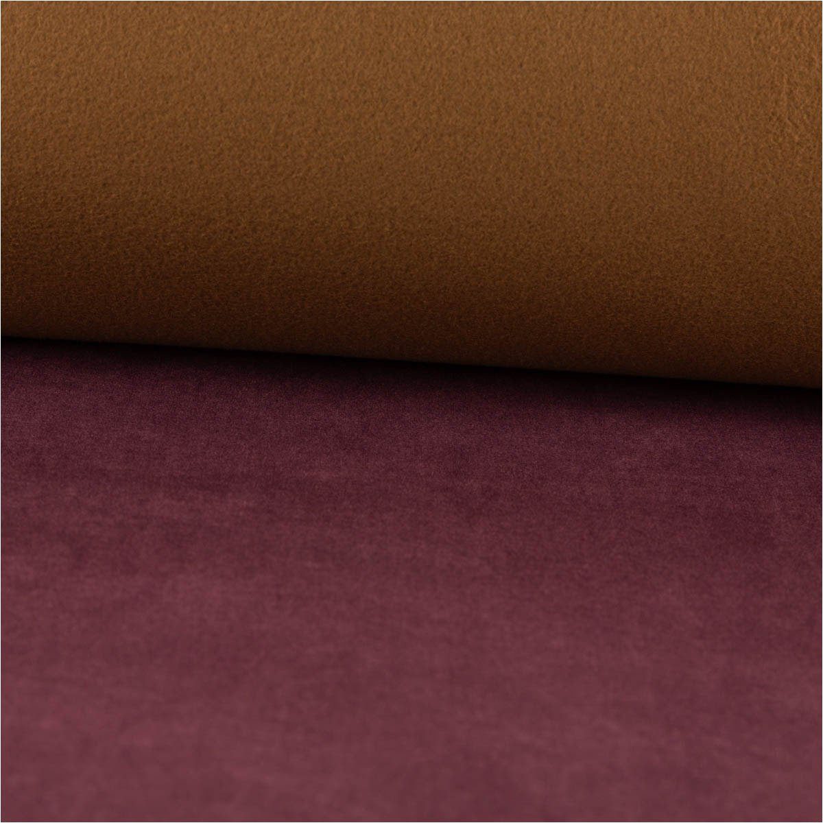 SCHÖNER LEBEN. Stoff Polsterstoff Meterware Mikrofaser-Samt Easy Clean Vena aubergine 1,45m, pflegeleicht