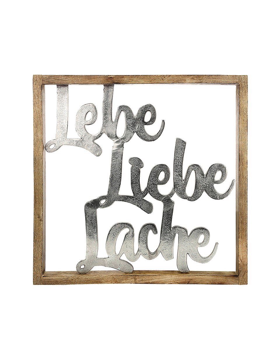GILDE Wanddekoobjekt LEBE,LIEBE,LACHE Wanddeko natur Aluminium H