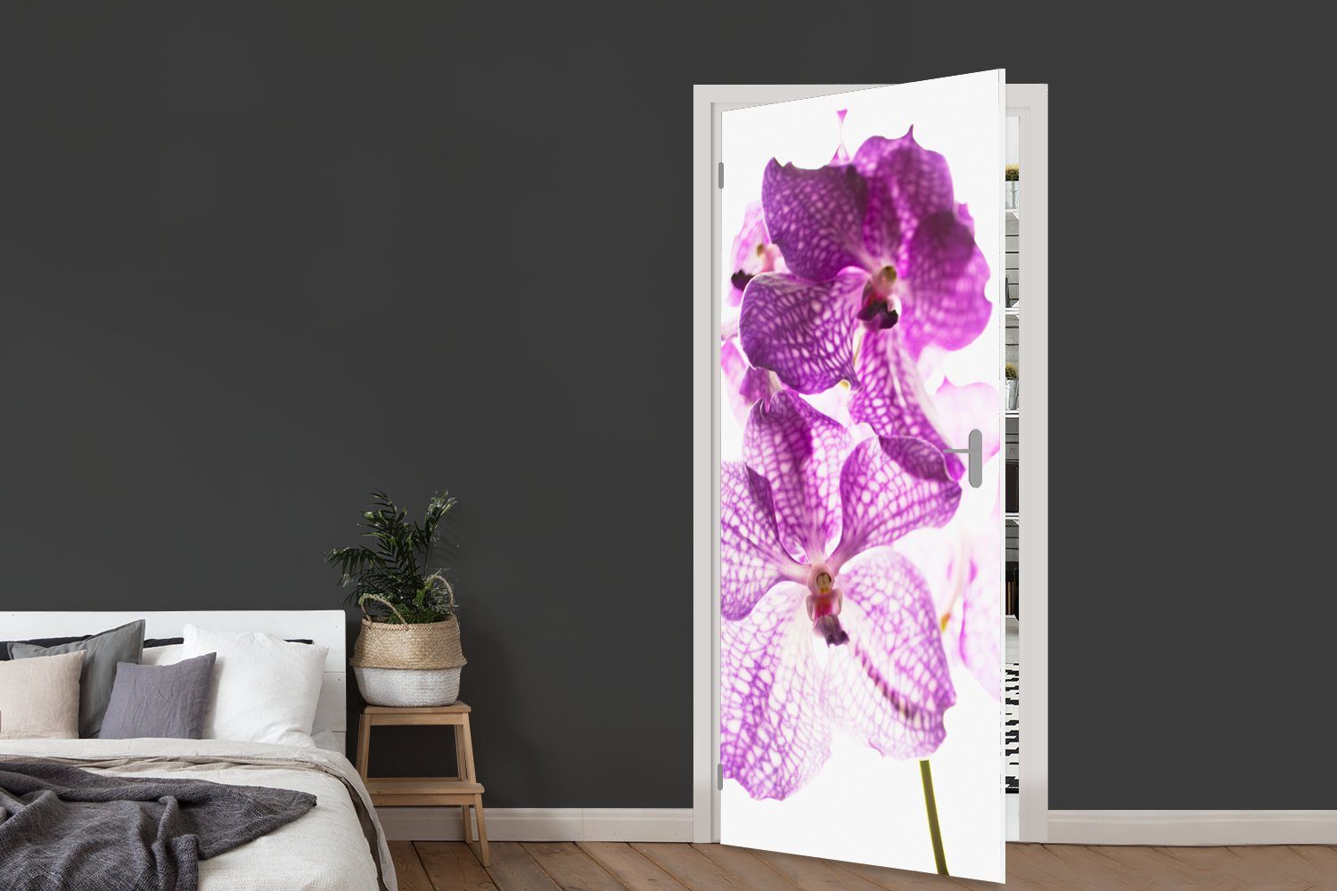 MuchoWow Türtapete Lila St), Orchideen, Türaufkleber, (1 Fototapete Matt, Tür, für cm 75x205 bedruckt