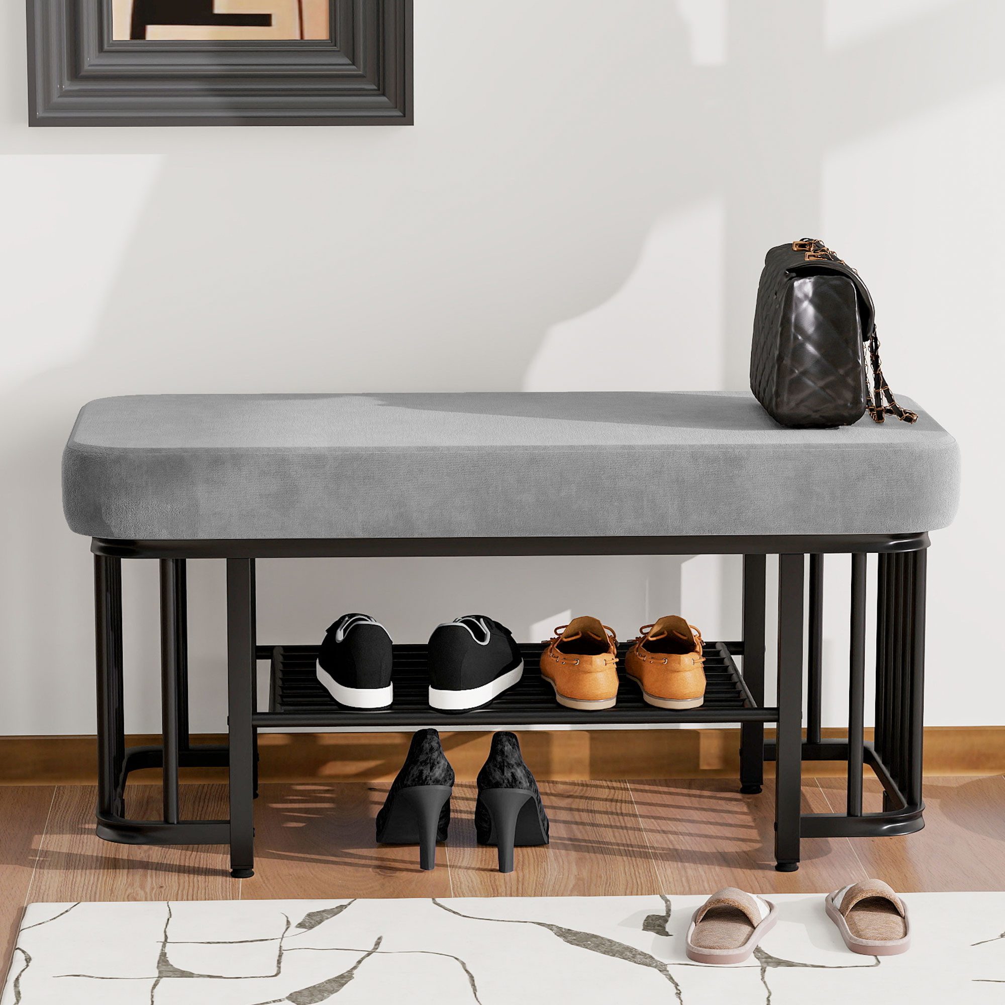 STILVORA Schuhbank Flurbank mit verstellbaren Füßen,Schuhregal mit Sitzfläc günstig online kaufen