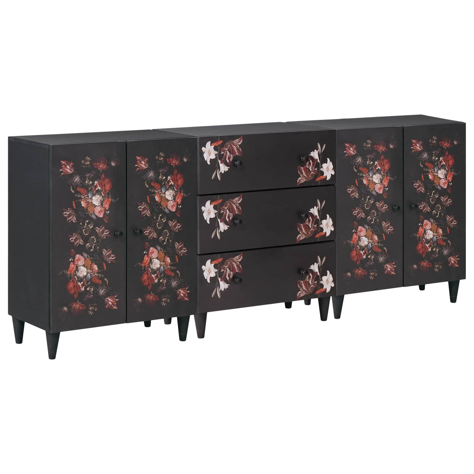 vidaXL Schranksystem Stauraumschränke 3 Stk. 180 x 33 x 75 cm Massivholz (3-St)