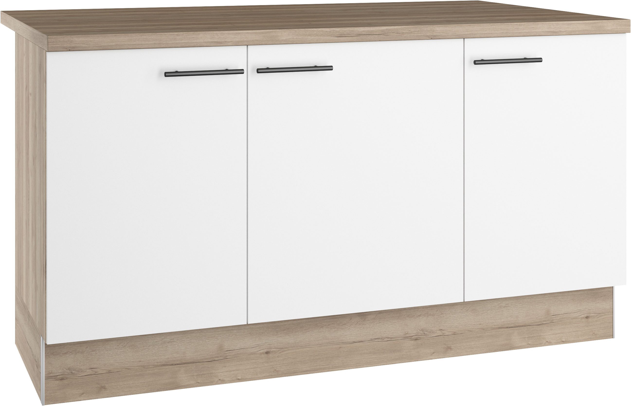 OPTIFIT Kücheninsel, Breite 161 cm, Soft-Close, höhenverstellbare Füße, Metallgriffe