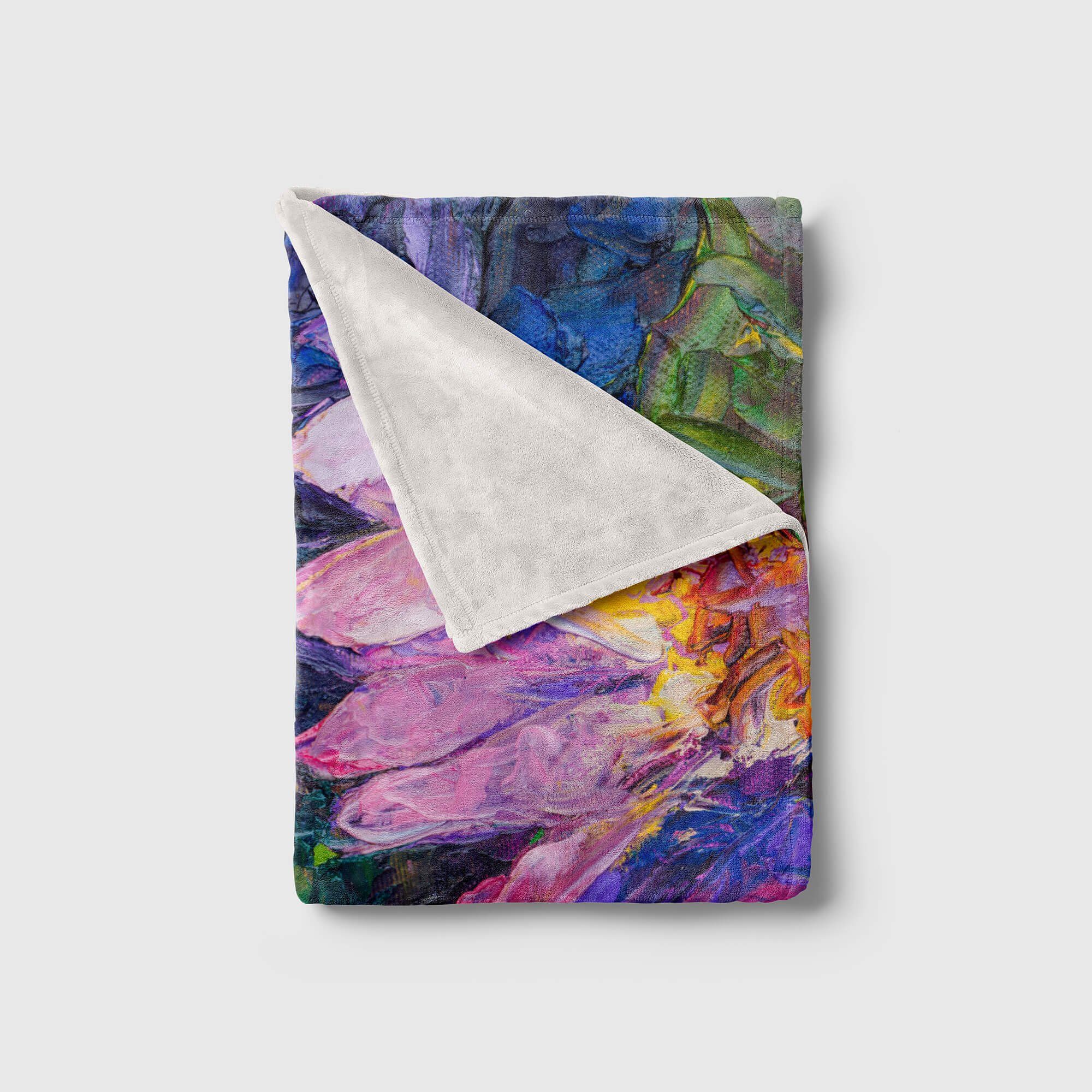 Farben Kuscheldecke Saunatuch Handtuch Blumen, mit Fotomotiv Handtuch Sinus Baumwolle-Polyester-Mix Abstrakt Art (1-St), Handtücher Strandhandtuch