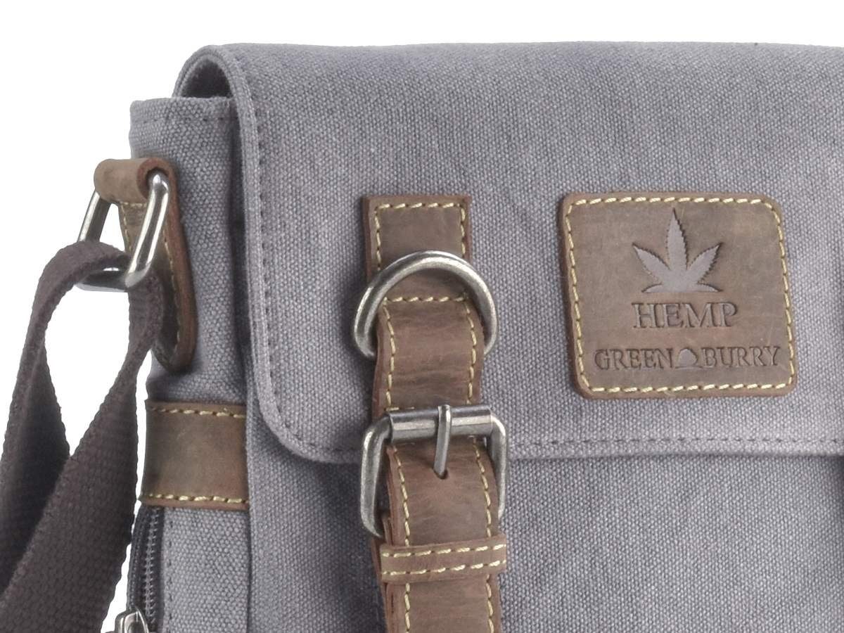 Greenburry Umhängetasche Vintage Hemp, Schultertasche, Hanf und Leder