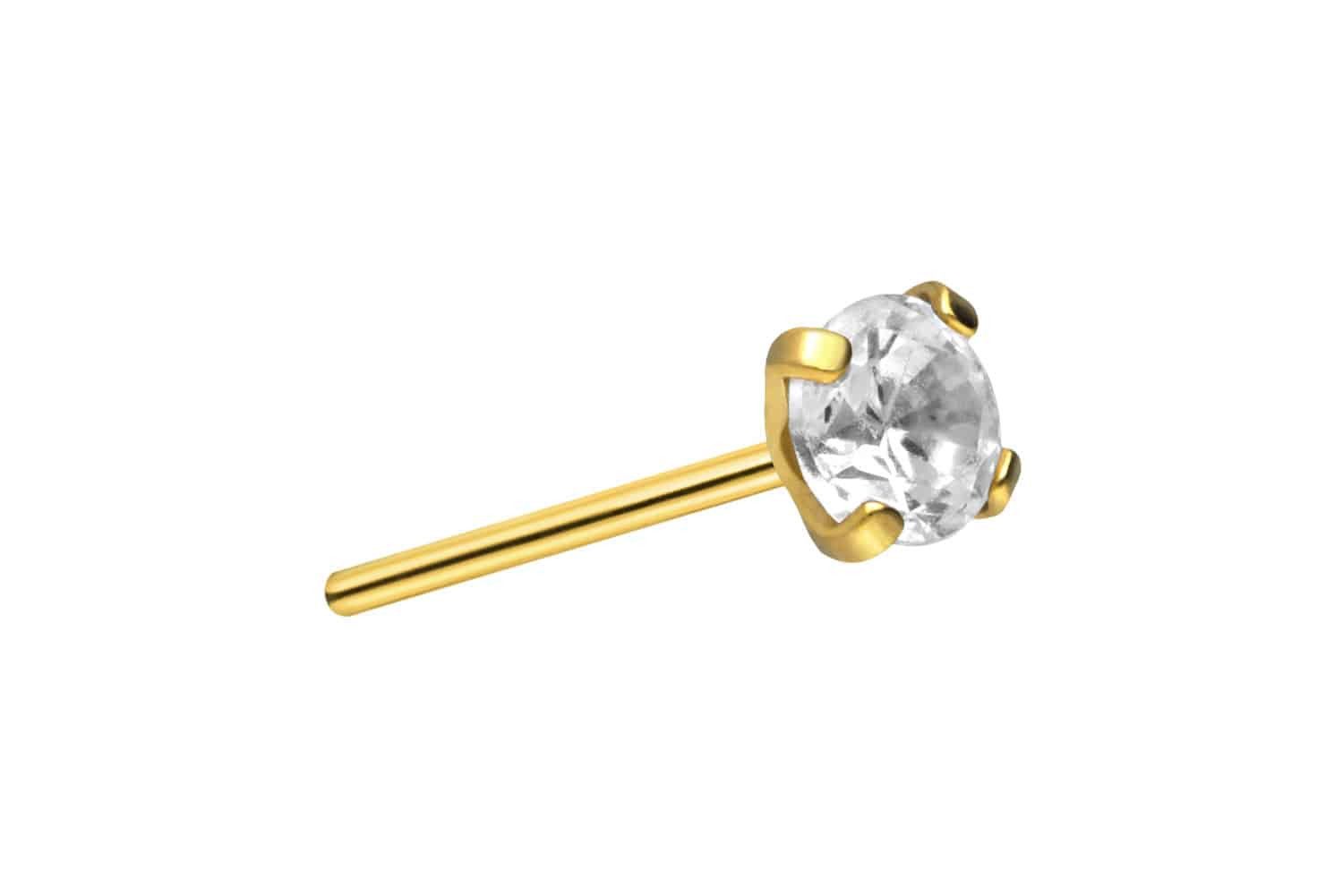Piercing-Set Titan Aufsatz mit Push Pin EINGEFASSTER KRISTALL