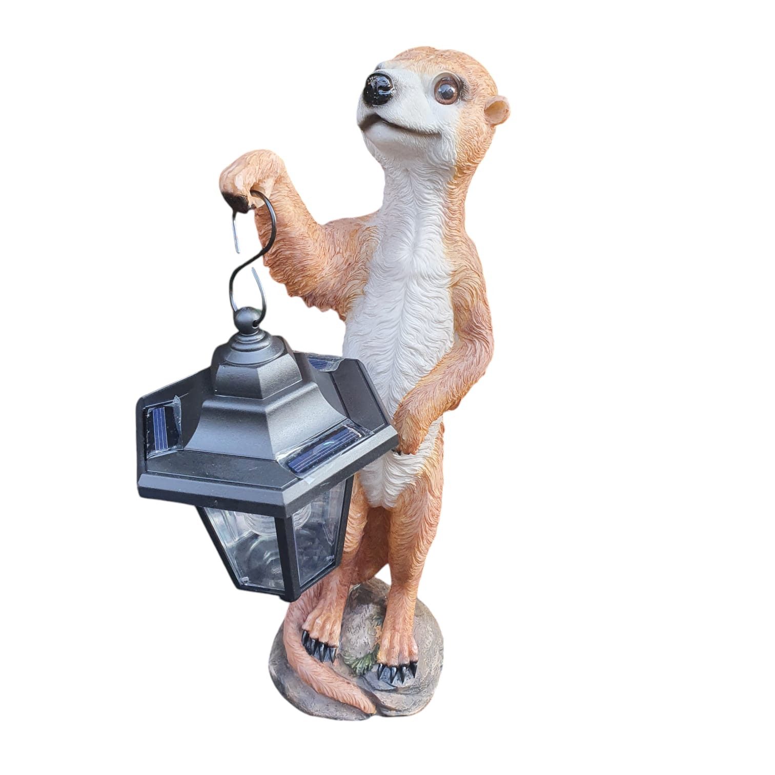 Aspinaworld Gartenfigur Erdmännchen Figur mit Solar Laterne 40 cm