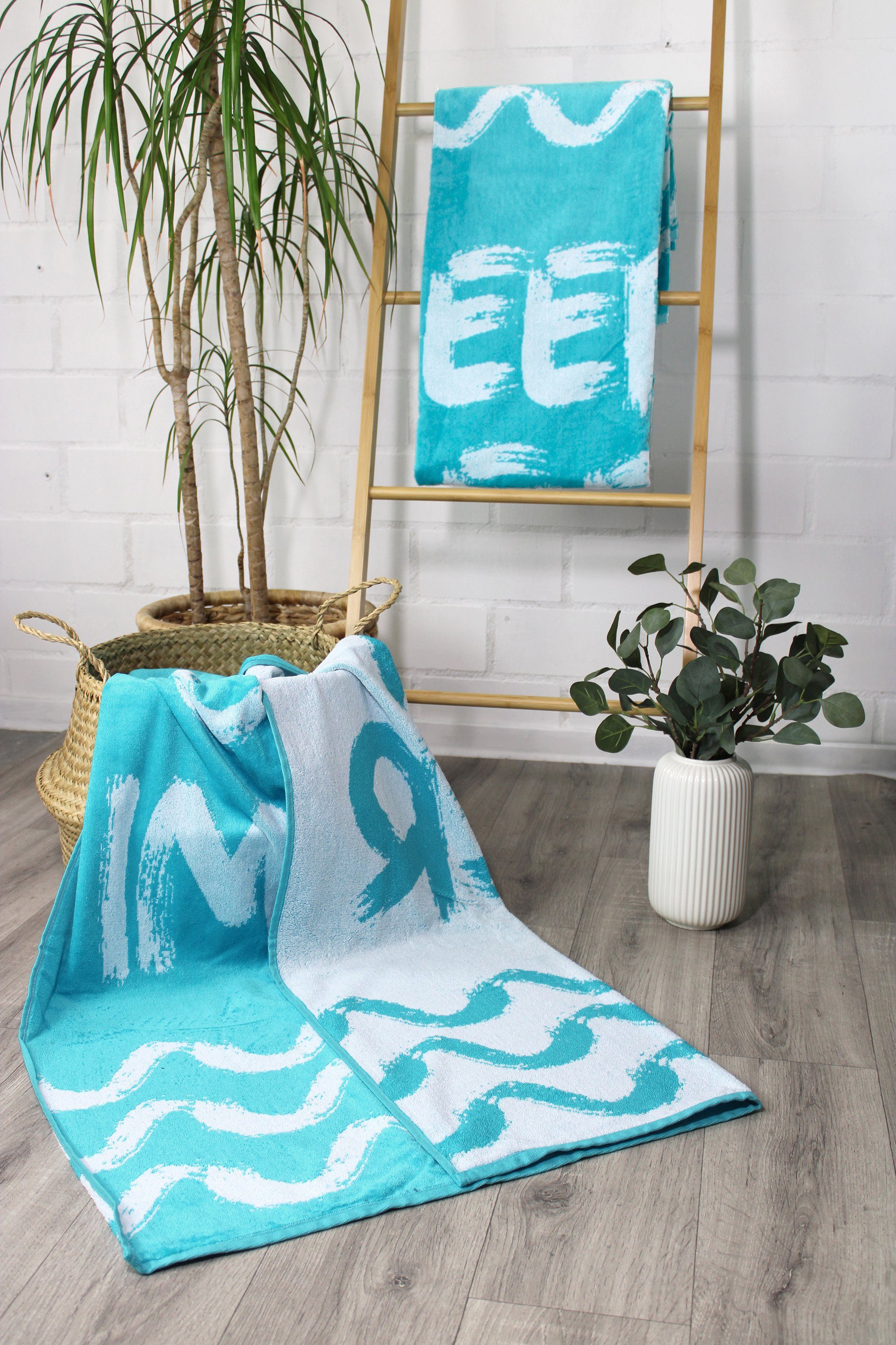 jilda-tex Strandtuch, 100% Bio-Baumwolle (1-St), weiche Frottee-Veloursqual günstig online kaufen