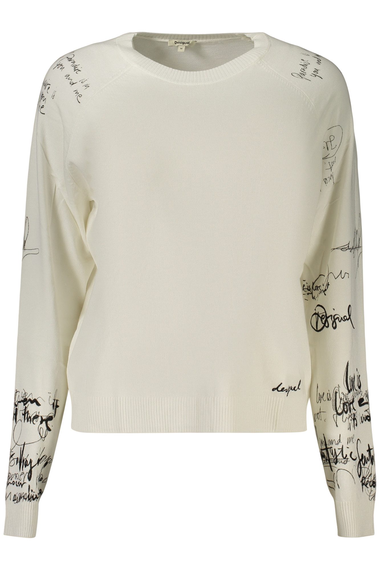 Desigual Strickpullover Damenpullover: Weißes Longsleeve mit Print & Stickerei entdecken
