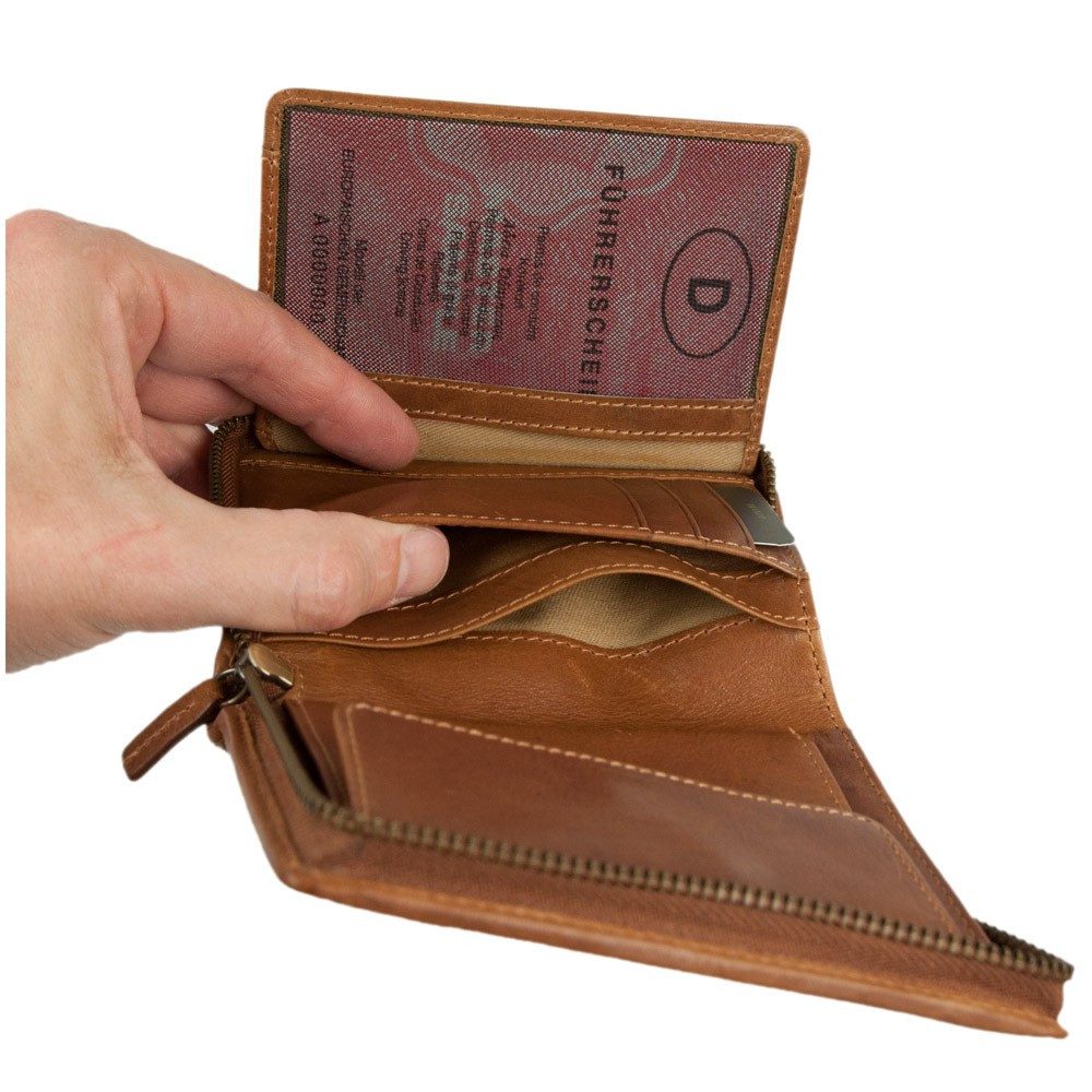 BRANCO Geldbörse Große Herren-Geldbörse / Portemonnaie, Leder, Cognac, Branco 35009