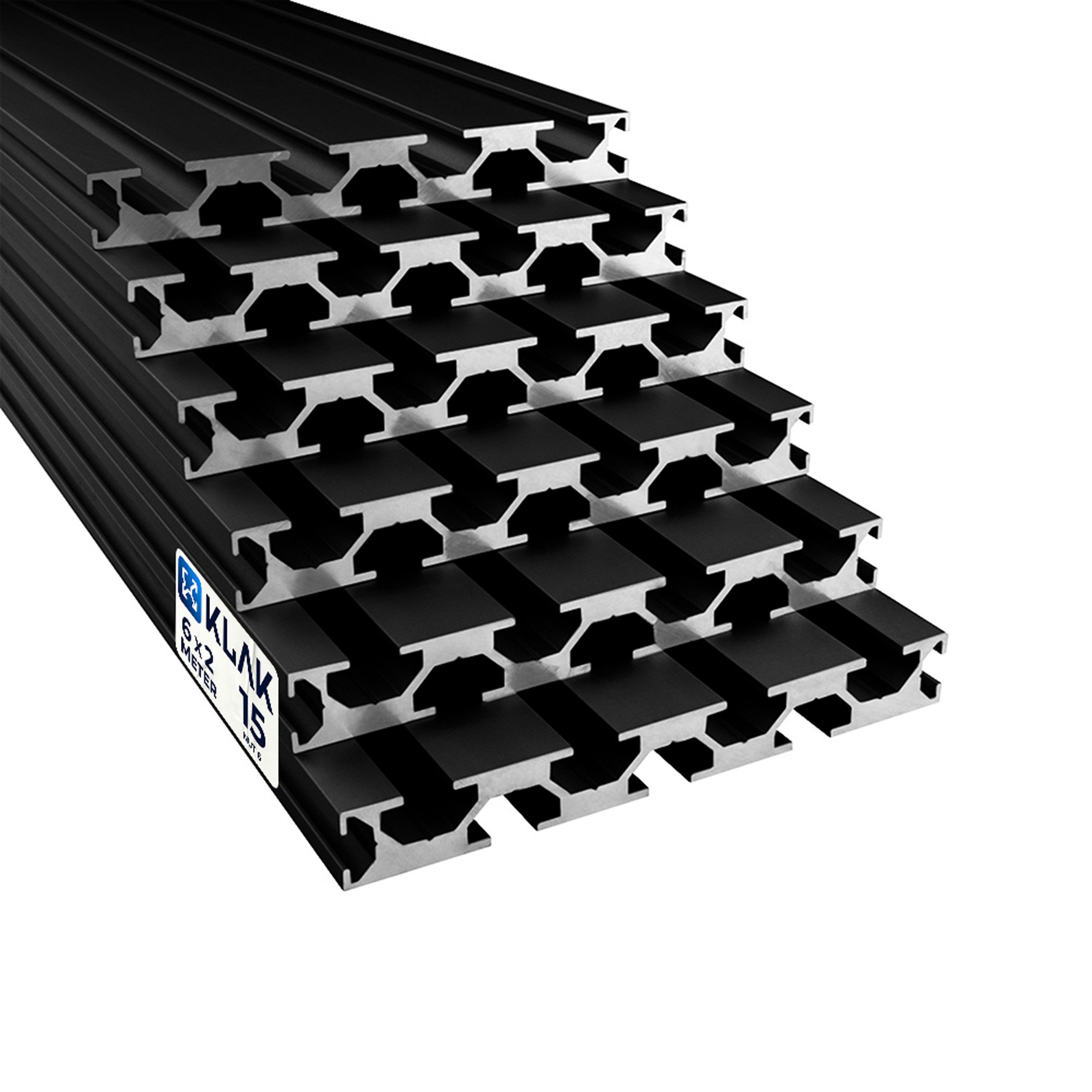 tktrading24 Profil 6x Alu Profil 15x120mm 2m Montage-, Konstruktionsprofil Nut 8 schwarz (KLAK 15/120)