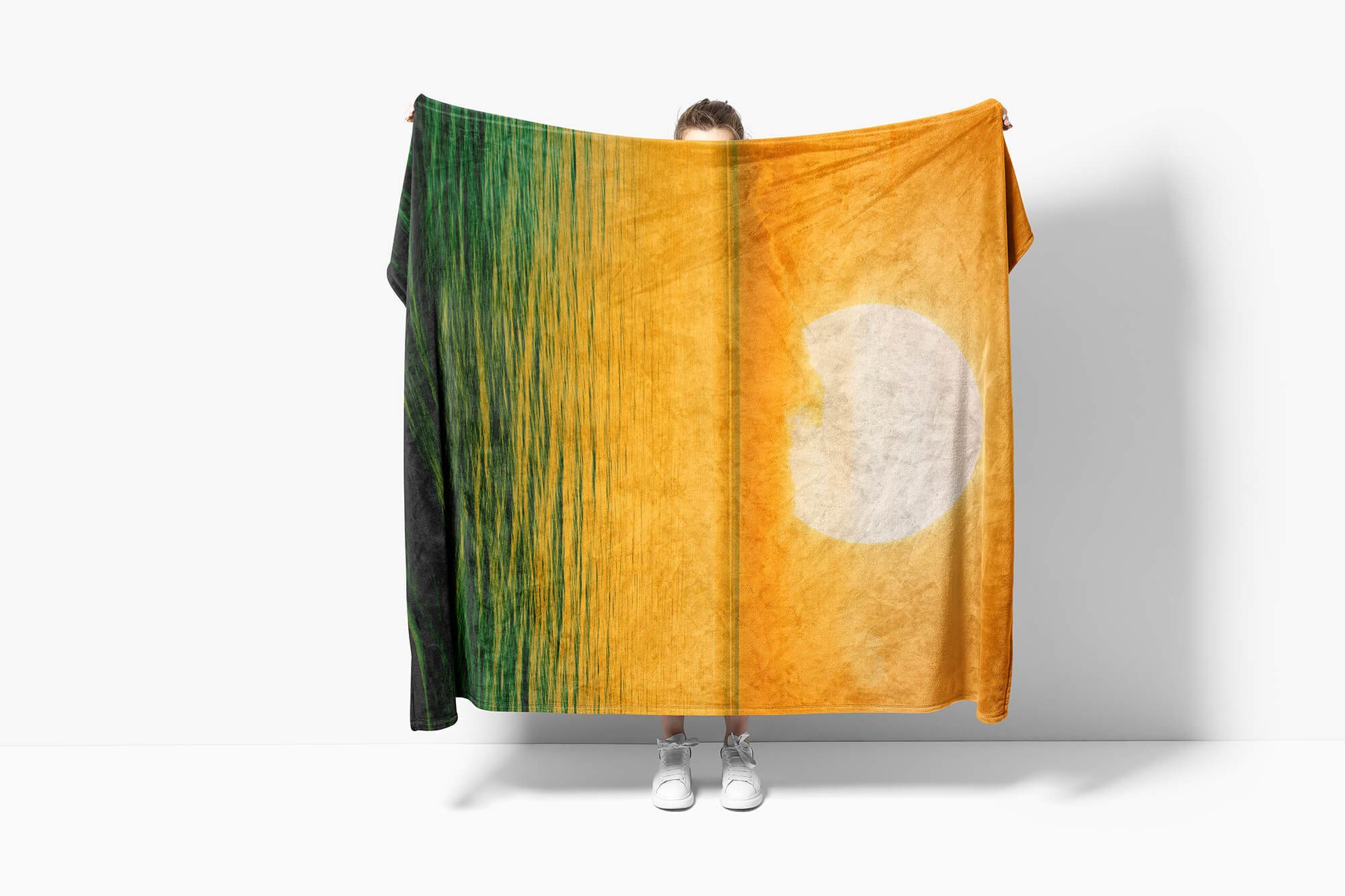 Handtuch So, Sonnenuntergang Kuscheldecke Handtuch mit Handtücher Fotomotiv Baumwolle-Polyester-Mix Strandhandtuch Art (1-St), Saunatuch Sinus