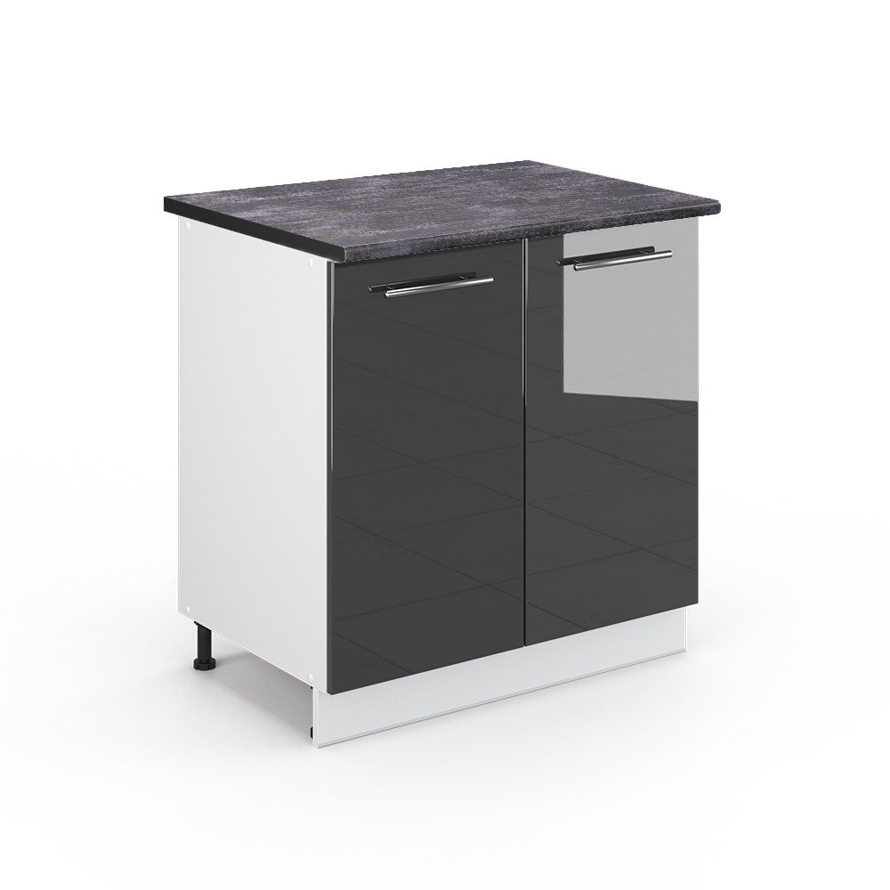 Vicco Spülenunterschrank Fame-Line Anthrazit Hochglanz/Weiß 80 cm mit Regal günstig online kaufen