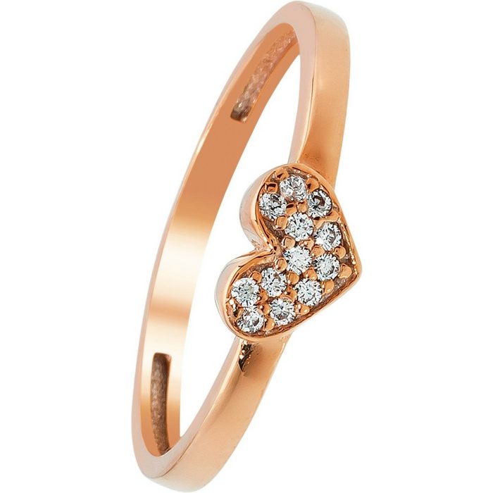 Balia Goldring Balia Ring für Damen 8Kt Rosegold Gr.56 (Fingerring) Damen Ring Herz 56 (17 8) aus Gold 333 Farbe: weiß rose