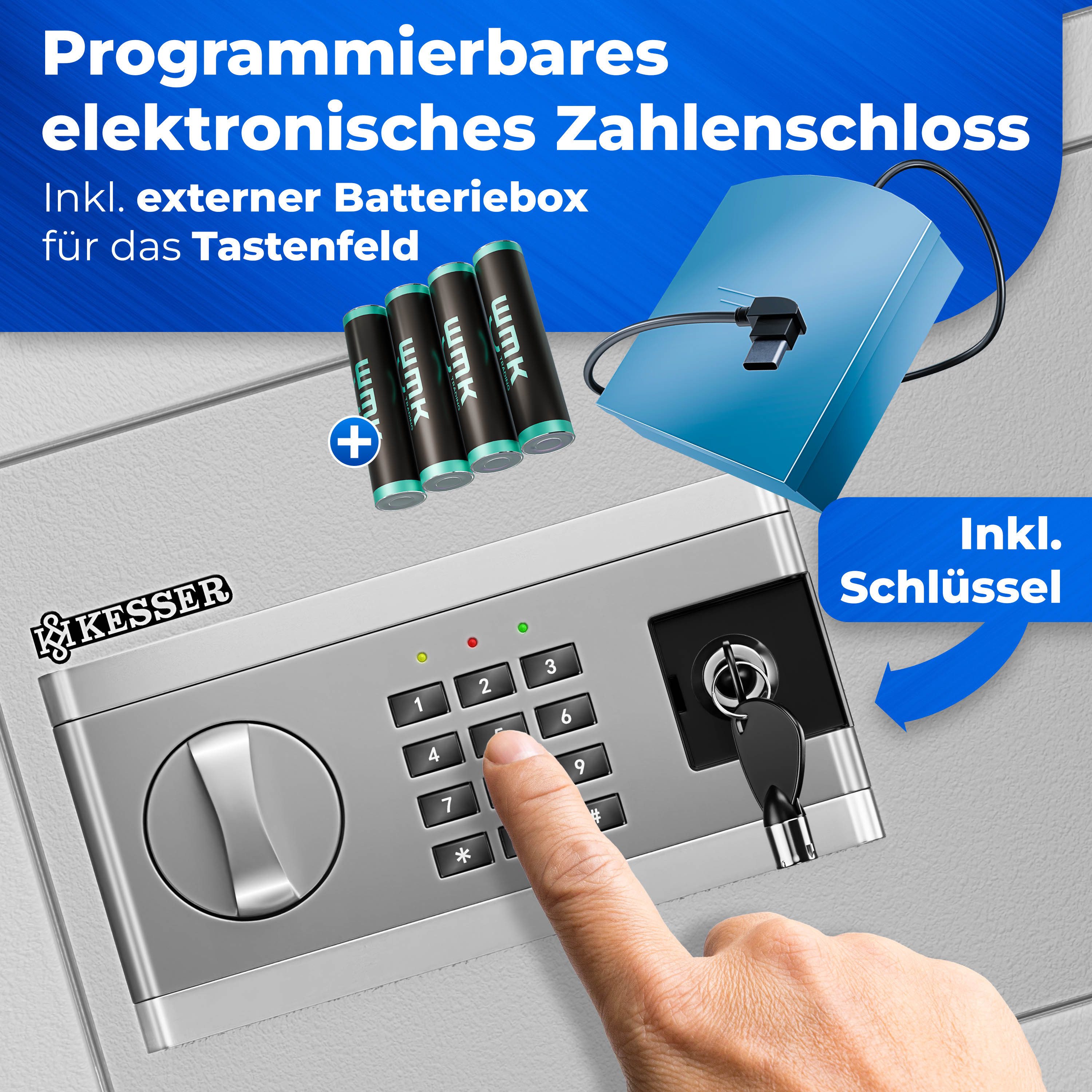 KESSER Tresor, Elektrischer Tresor Inkl. Batteriebox Elektronischer Safe 3