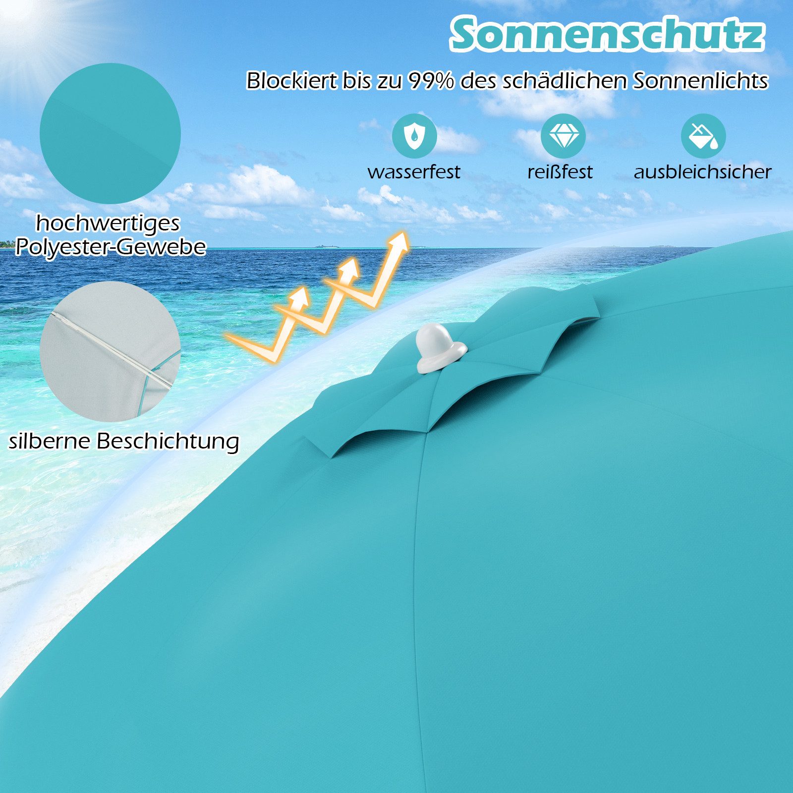 COSTWAY Sonnenschirm, LxB: 198,00x198,00 cm, UV50+, günstig online kaufen