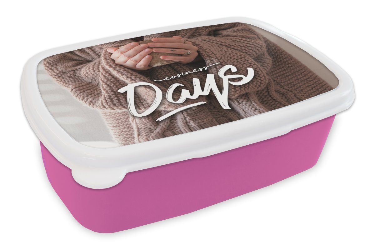 Kunststoff der Mädchen, rosa Lunchbox Brotbox (2-tlg), Zitate Erwachsene, MuchoWow - Kunststoff, Tage für Snackbox, Kinder, Sprichwörter, Brotdose Gemütlichkeit' -