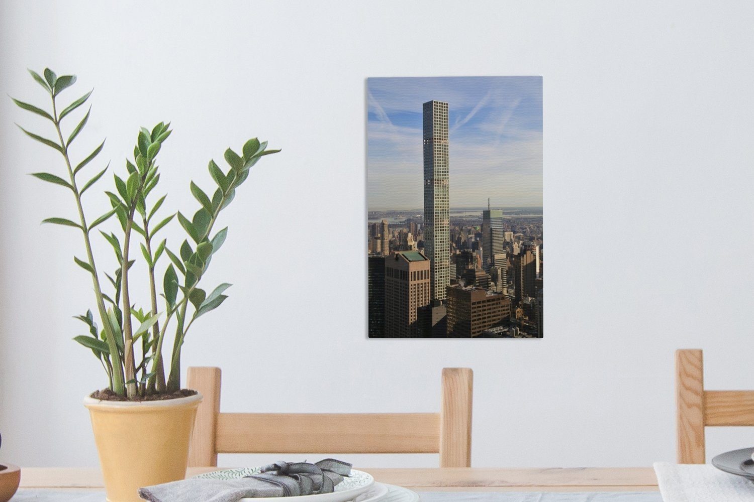 Leinwandbild Turm New Gemälde, cm 20x30 - Architektur Leinwandbild inkl. bespannt York Zackenaufhänger, - Amerika, fertig - St), (1 OneMillionCanvasses®