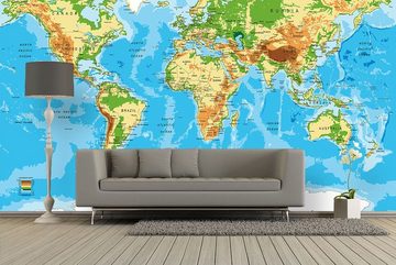 WandbilderXXL Fototapete Physical Worldmap, glatt, Weltkarte, Vliestapete, hochwertiger Digitaldruck, in verschiedenen Größen