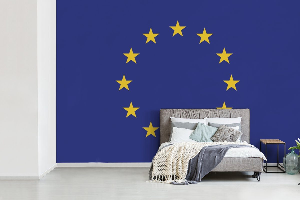 St), Vinyl Flagge Fototapete Europäische Flagge, (6 Kinderzimmer, Schlafzimmer, - bedruckt, Wallpaper MuchoWow Wohnzimmer, Tapete Matt, für