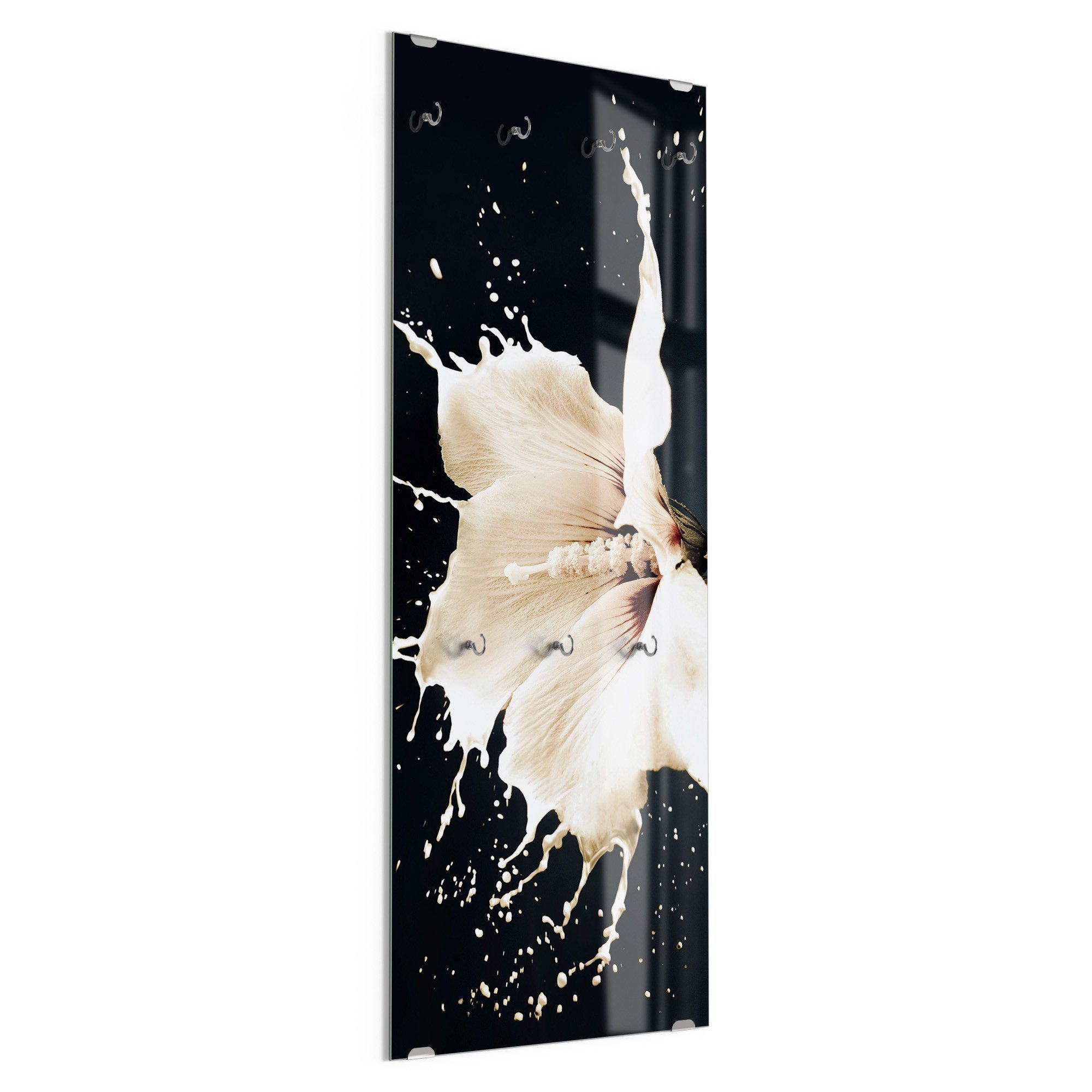 DEQORI Kleiderhaken 'Milchige Blüte', Glas Garderobe hängend Flur Jackenhalter modern Wandgarderobe Haken