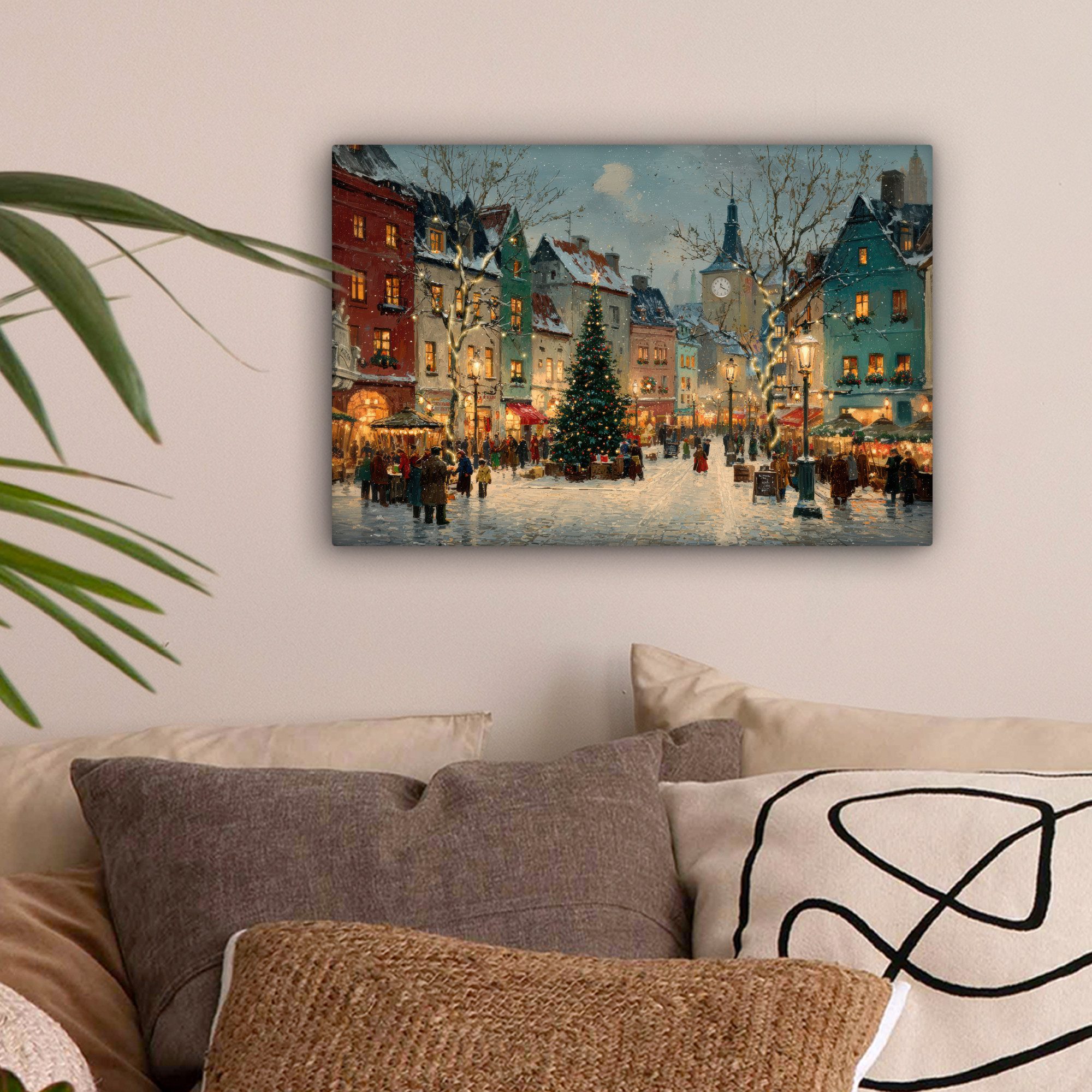OneMillionCanvasses® Leinwandbild Weihnachtliche Atmosphäre - City Square - günstig online kaufen