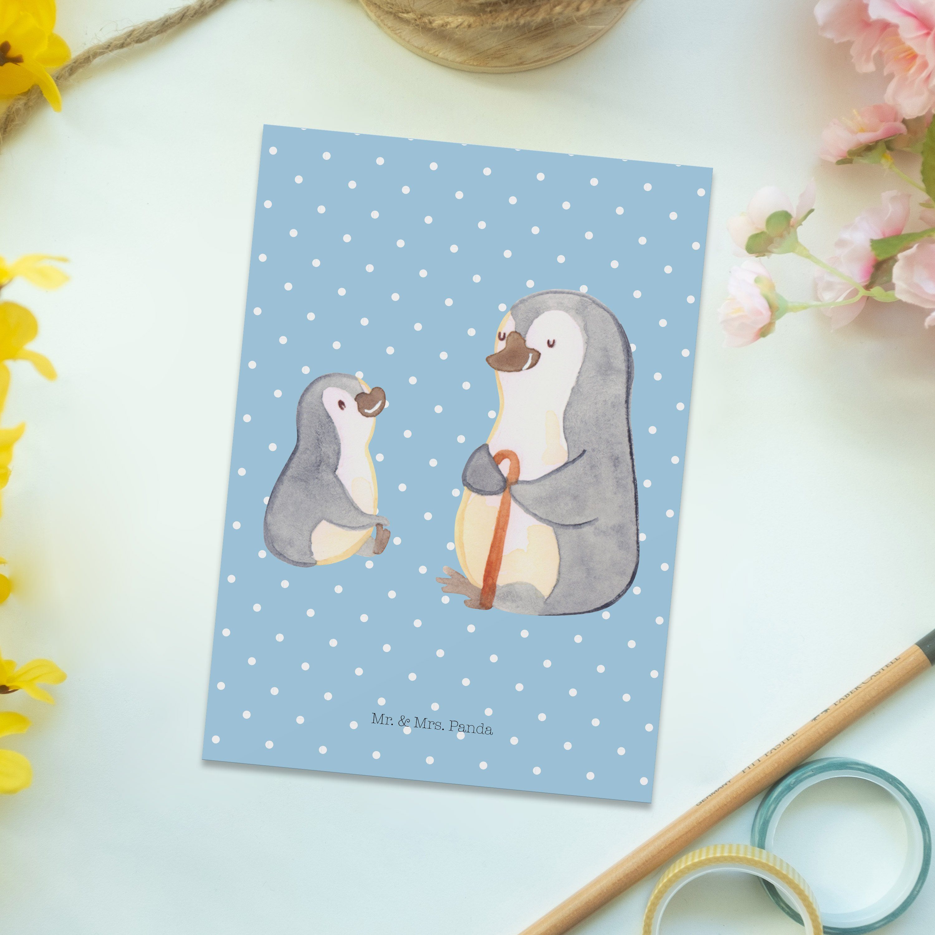 Blau Pastell Postkarte - & Panda Opa, Geschenk Opi, D Enkel Mrs. Mr. Opa Geschenk, für Pinguin -
