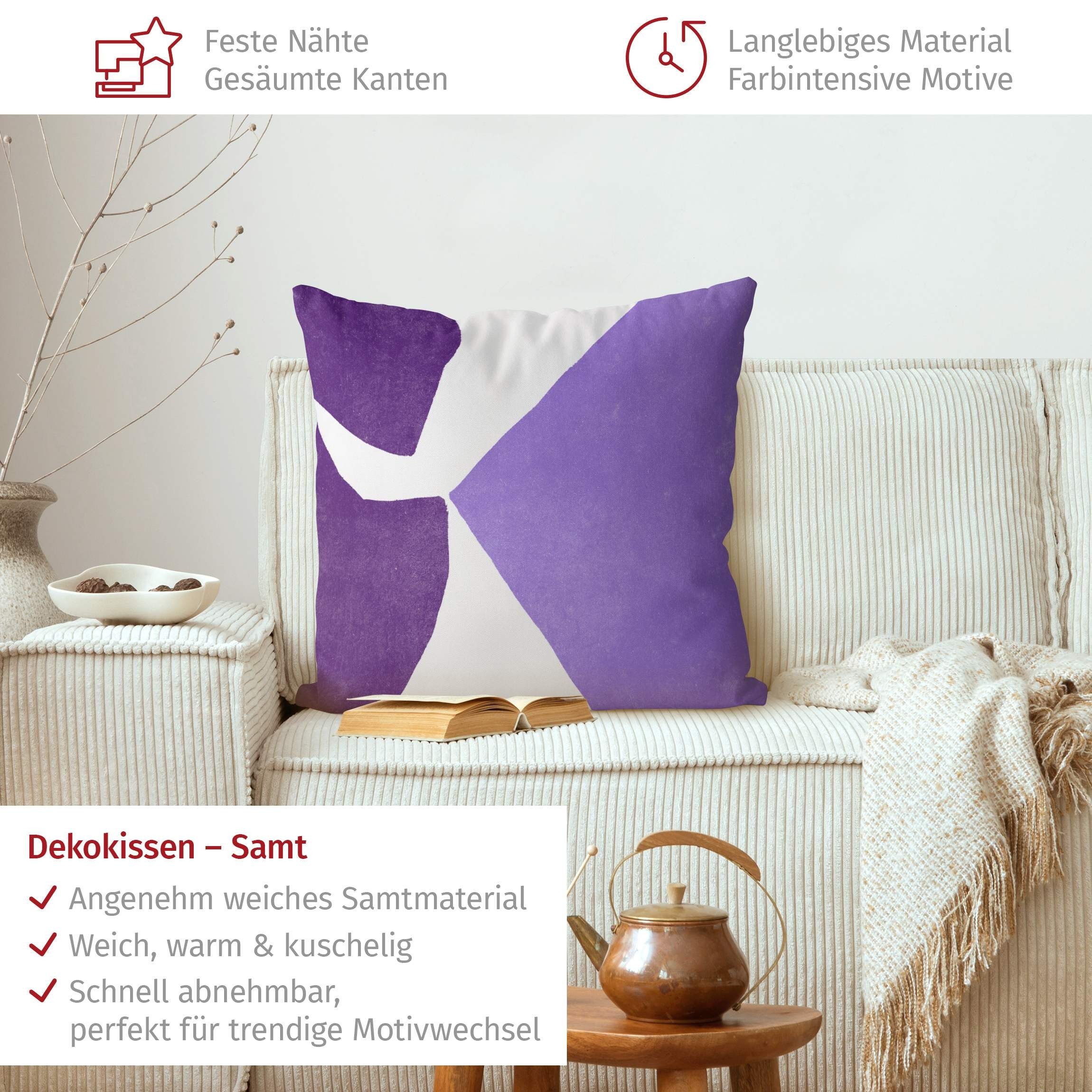 Bilderdepot24 Dekokissen drinnen Kissenhülle/ Sofakissen/ Zierkissen Kissenhülle violett Muster, Bezug mit / ohne Füllung Zierkissen Outdoor Sofa Bett