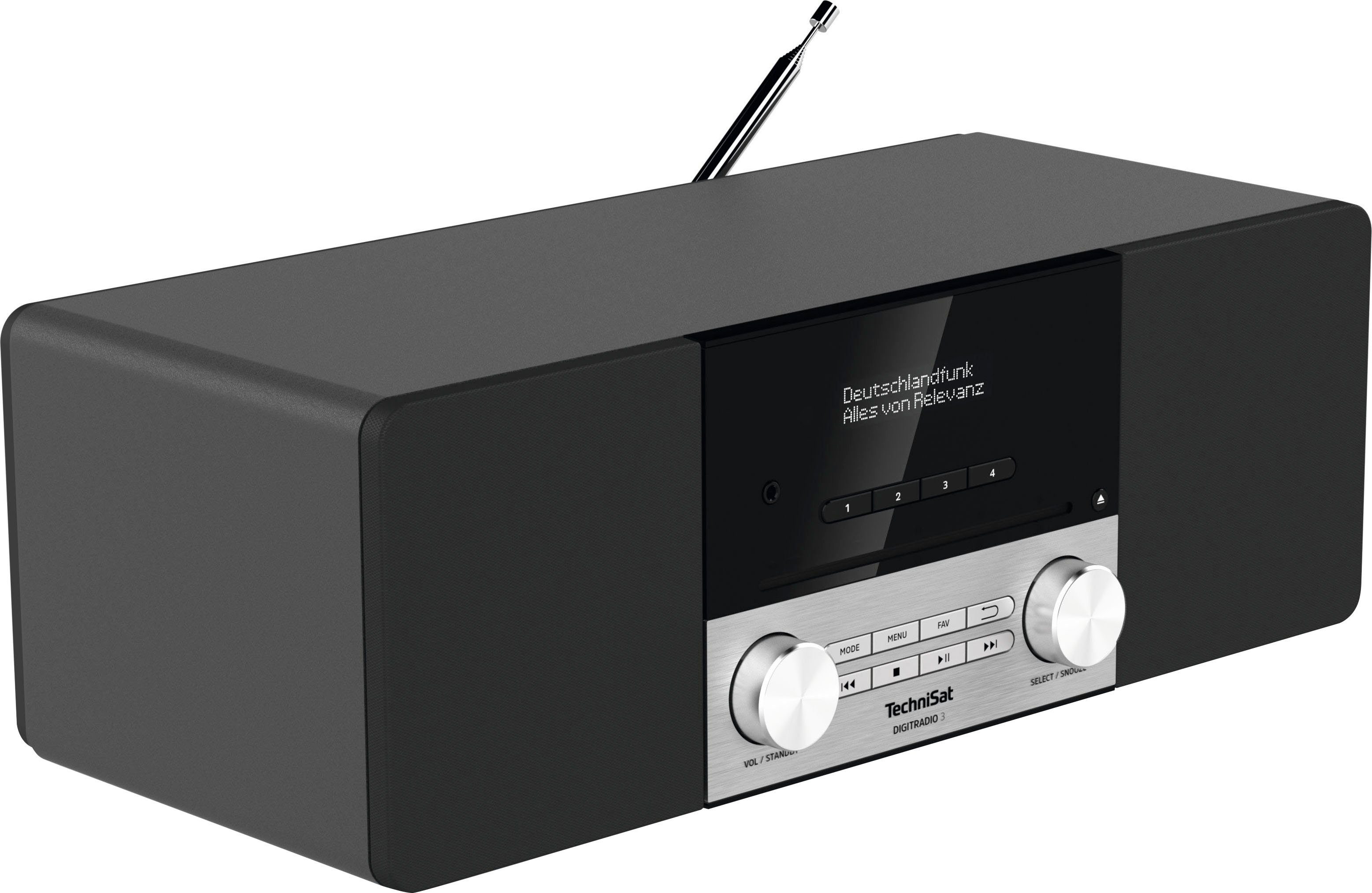 TechniSat DIGITRADIO 3 Digitalradio (DAB) (Digitalradio (DAB), UKW mit RDS, 20 W, CD-Player, Made in Germany) schwarz | Digitalradios (DAB+)