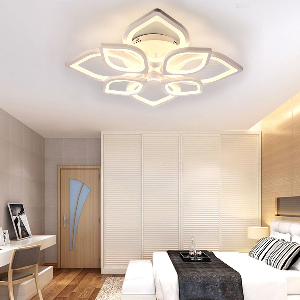 oyajia Deckenleuchte 44W Modern LED Deckenlampe aus Metall, in Blumenförmiges Design, Kaltweiß, Naturweiß, Warmweiß, Dimmbar LED Deckenleuchte,für Wohnzimmer, S – Bild 4 von 5
