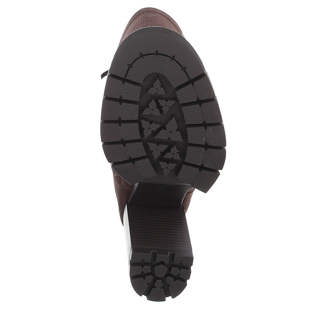 Ital-Design Damen kniehoher Stiefel mit Blockabsatz und Profilsohle High-Heel-Stiefel (92002403) Blockabsatz Stiefel in Braun