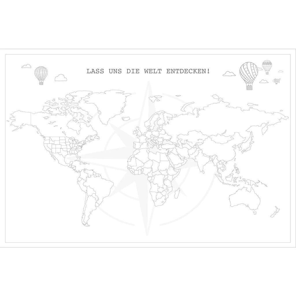 LANA KK Bild Weltkarte zum ausmalen, günstig online kaufen
